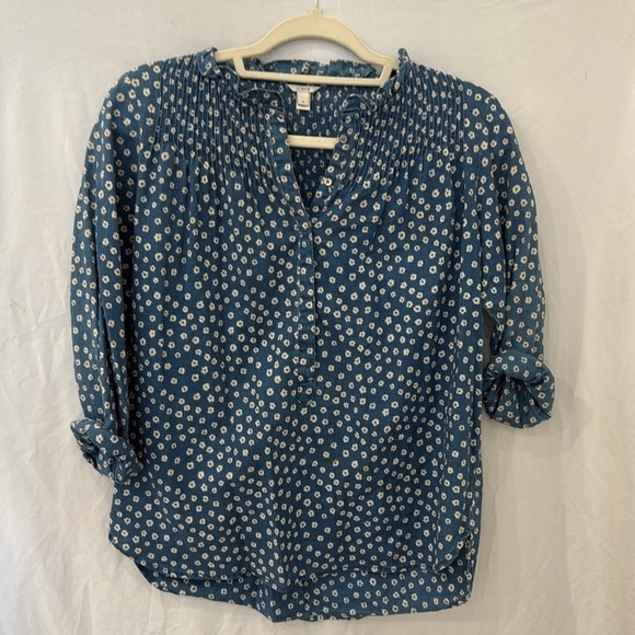 J. Crew Tops - J. Crew Ruffled Popover in Luau Indigo Floral 0